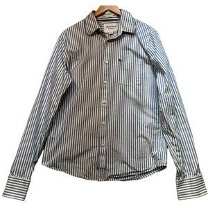 Abercrombie & Fitch Men's Button Up Shirt Size XXL Blue White Yellow Stripe